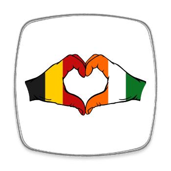 Belgien Elfenbeinküste Flagge Hände Herzform - Viereckiger Kühlschrankmagnet - Weiß - Vorne