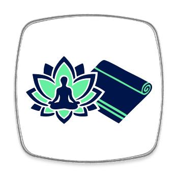 Plan du tapis de yoga de méditation - Magnet carré - blanc - Devant