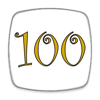100. 100 ANS. 100e ANNIVERSAIRE. ANNIVERSAIRE 100  - Magnet carré - blanc - Devant