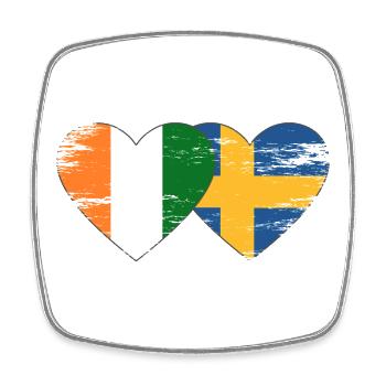 Elfenbeinküste Schweden Flagge Herz used - Viereckiger Kühlschrankmagnet - Weiß - Vorne