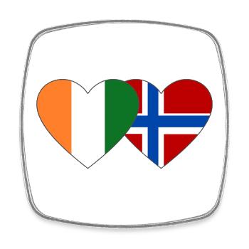 Elfenbeinküste Norwegen Flagge Herz - Viereckiger Kühlschrankmagnet - Weiß - Vorne
