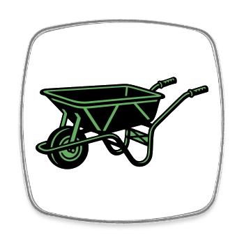 Outil de construction de jardin de brouettes - Magnet carré - blanc - Devant