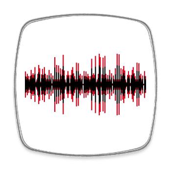 Red Pulse Waves Audio Track - Square fridge magnet - white - Front