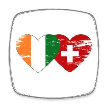 Côte d'Ivoire Switzerland Flags Heart used - Square fridge magnet - white - Front