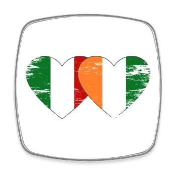 Italien Elfenbeinküste Flagge Herz used - Viereckiger Kühlschrankmagnet - Weiß - Vorne