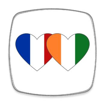 Frankreich Elfenbeinküste Flagge Herz - Viereckiger Kühlschrankmagnet - Weiß - Vorne
