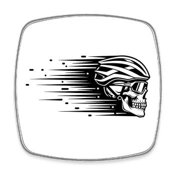 Skull Bicycle VTT VTT Conception de VTT - Magnet carré - blanc - Devant