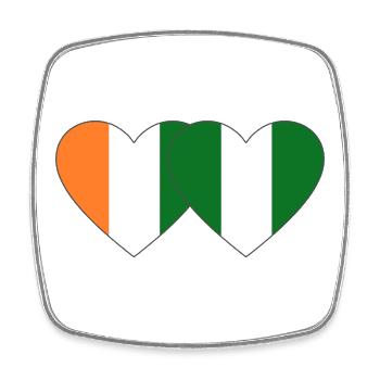 Elfenbeinküste Nigeria Flagge Herz - Viereckiger Kühlschrankmagnet - Weiß - Vorne