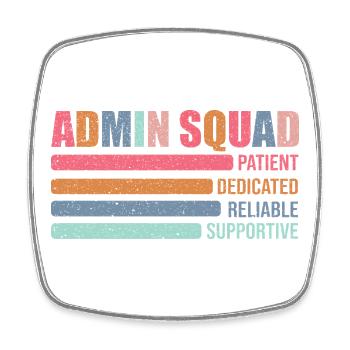 Escouade Administrative : cadeau de l’équipe rétro de bureau colorée - Magnet carré - blanc - Devant