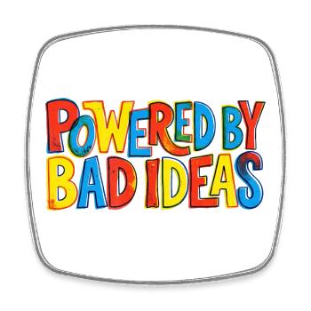 Powered-by-bad-ideas - Viereckiger Kühlschrankmagnet - Weiß - Vorne