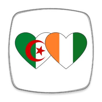Algerien Elfenbeibküste Flagge Herz - Viereckiger Kühlschrankmagnet - Weiß - Vorne