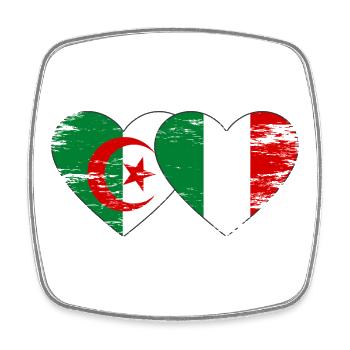 Algerien Italien Flagge Herz used - Viereckiger Kühlschrankmagnet - Weiß - Vorne