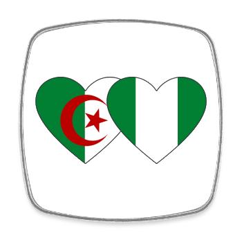 Drapeau Algérie Nigéria Cœur utilisé - Magnet carré - blanc - Devant