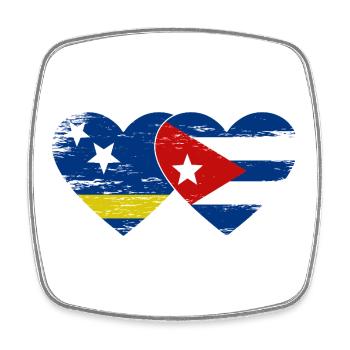 Curacao Cuba flag heart used - Square fridge magnet - white - Front