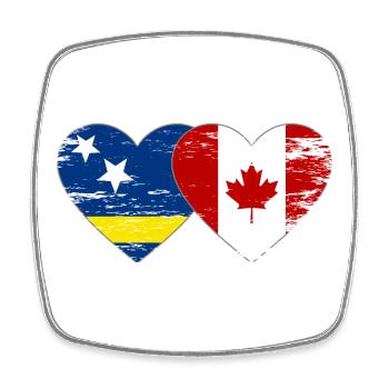 Curacao_Kanada_Flagge_Herz_used - Square fridge magnet - white - Front