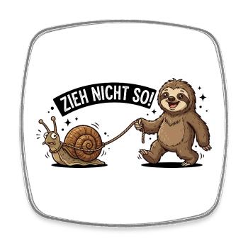 Zieh Nicht So Sloth Snail Funny German Animal  - Viereckiger Kühlschrankmagnet - Weiß - Vorne