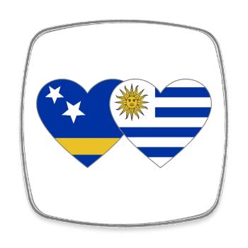 Curacao_Uruguay_Flagge_Herz - Viereckiger Kühlschrankmagnet - Weiß - Vorne