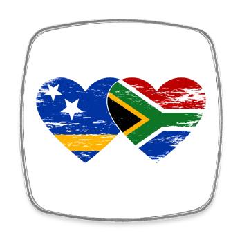 Drapeau de Curaçao Afrique du Sud Mains Forme de cœur - Magnet carré - blanc - Devant
