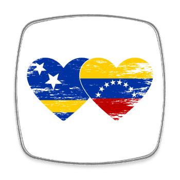 Curacao Venezuela flag heart used - Square fridge magnet - white - Front