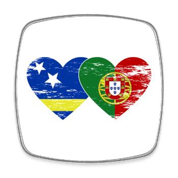 Curaçao_Portugal_Flagge_Herz_used - Viereckiger Kühlschrankmagnet - Weiß - Vorne