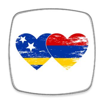 Curacao Armenia flag heart used - Square fridge magnet - white - Front
