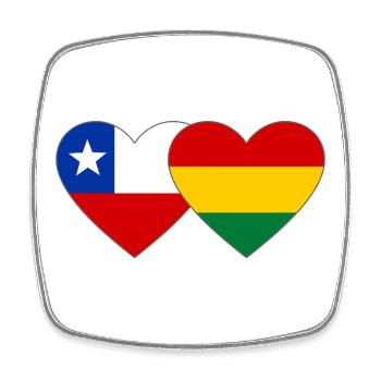 Chile Bolivia Flag Heart - Square fridge magnet - white - Front