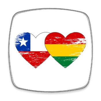 Chile Bolivia flag heart used - Square fridge magnet - white - Front