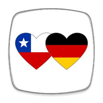 Chile Deutschland Flagge Herz - Viereckiger Kühlschrankmagnet - Weiß - Vorne