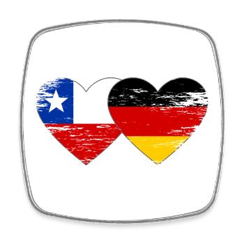 Chile Deutschland Flagge Herz - Viereckiger Kühlschrankmagnet - Weiß - Vorne