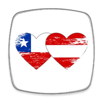 Chile Österreich Flagge Herz - Viereckiger Kühlschrankmagnet - Weiß - Vorne
