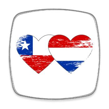 Chile_Holland_Flagge_Herz_used - Viereckiger Kühlschrankmagnet - Weiß - Vorne