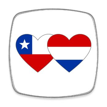 Chile_Holland_Flagge_Herz - Viereckiger Kühlschrankmagnet - Weiß - Vorne