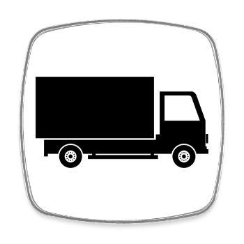 Camion de livraison - Magnet carré - blanc - Devant