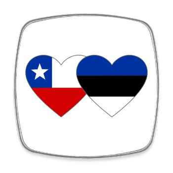Chile_Litauen_Flagge_Herz - Magnet carré - blanc - Devant