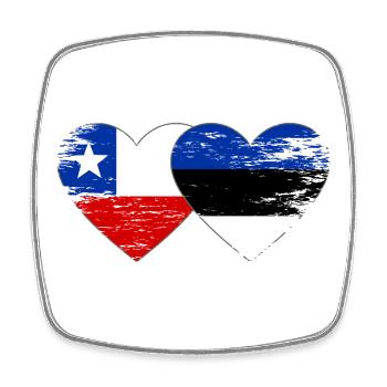 Chile_Litauen_Flagge_Herz_used - Square fridge magnet - white - Front