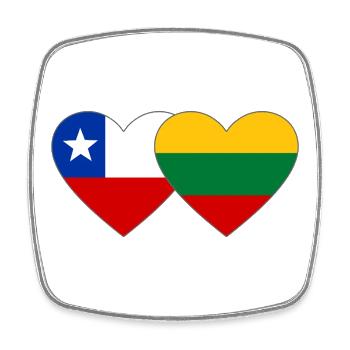 Chile_Estland_Flagge_Herz - Viereckiger Kühlschrankmagnet - Weiß - Vorne