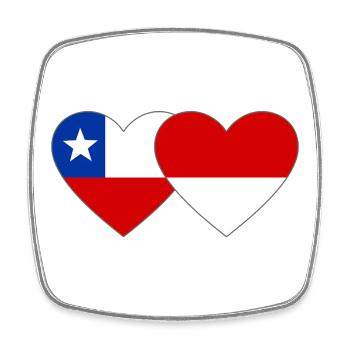 Chile_Polen_Flagge_Herz - Viereckiger Kühlschrankmagnet - Weiß - Vorne
