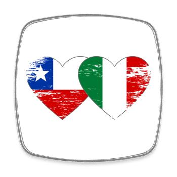Chile Italien Flagge Herz used - Viereckiger Kühlschrankmagnet - Weiß - Vorne