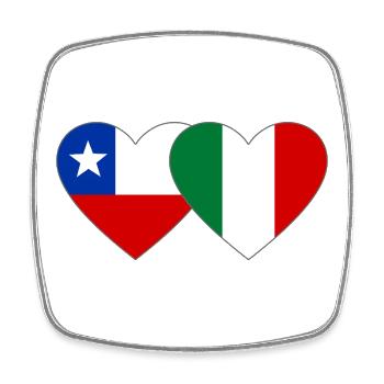 Cœur du drapeau Chili Italien - Magnet carré - blanc - Devant