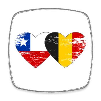 Chile Belgien Flagge Herz - Viereckiger Kühlschrankmagnet - Weiß - Vorne