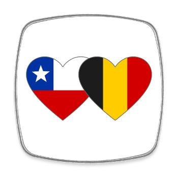 Chile Belgium Flag Heart - Square fridge magnet - white - Front