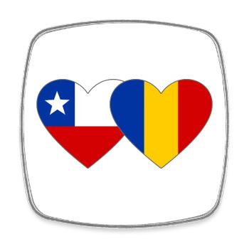 Chile_Rumänien_Flagge_Herz - Viereckiger Kühlschrankmagnet - Weiß - Vorne
