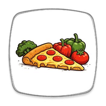 Pizza ist mein Gemüse -Fun fast food Design - Viereckiger Kühlschrankmagnet - Weiß - Vorne
