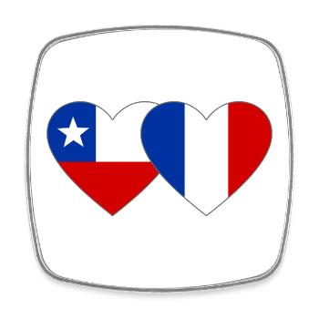 Chile Frankreich Flagge Herz - Viereckiger Kühlschrankmagnet - Weiß - Vorne
