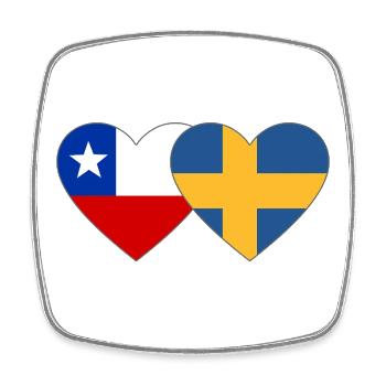 Chile Schweden Flagge Herz - Viereckiger Kühlschrankmagnet - Weiß - Vorne