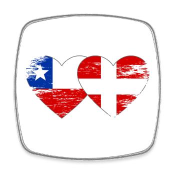Cœur du drapeau du Danemark du Chili utilisé - Magnet carré - blanc - Devant