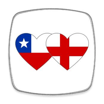 Chile England Flagge Herz  - Viereckiger Kühlschrankmagnet - Weiß - Vorne