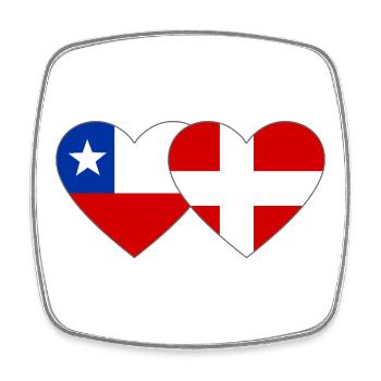 Chile Dänemark Flagge Herz - Viereckiger Kühlschrankmagnet - Weiß - Vorne
