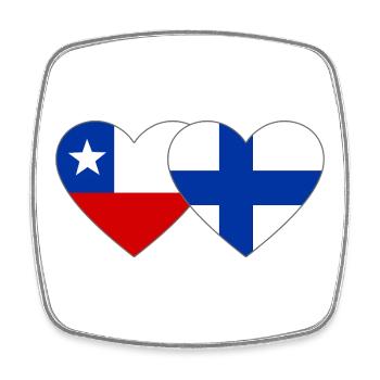 Cœur du drapeau du Chili Finlande - Magnet carré - blanc - Devant