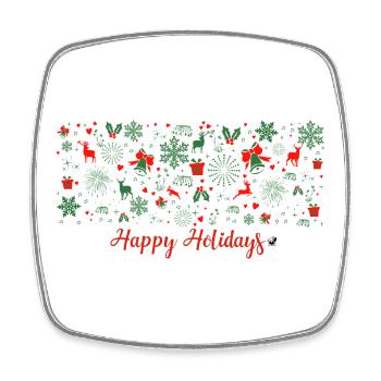 Christmas pattern in green and red color - Square fridge magnet - white - Front